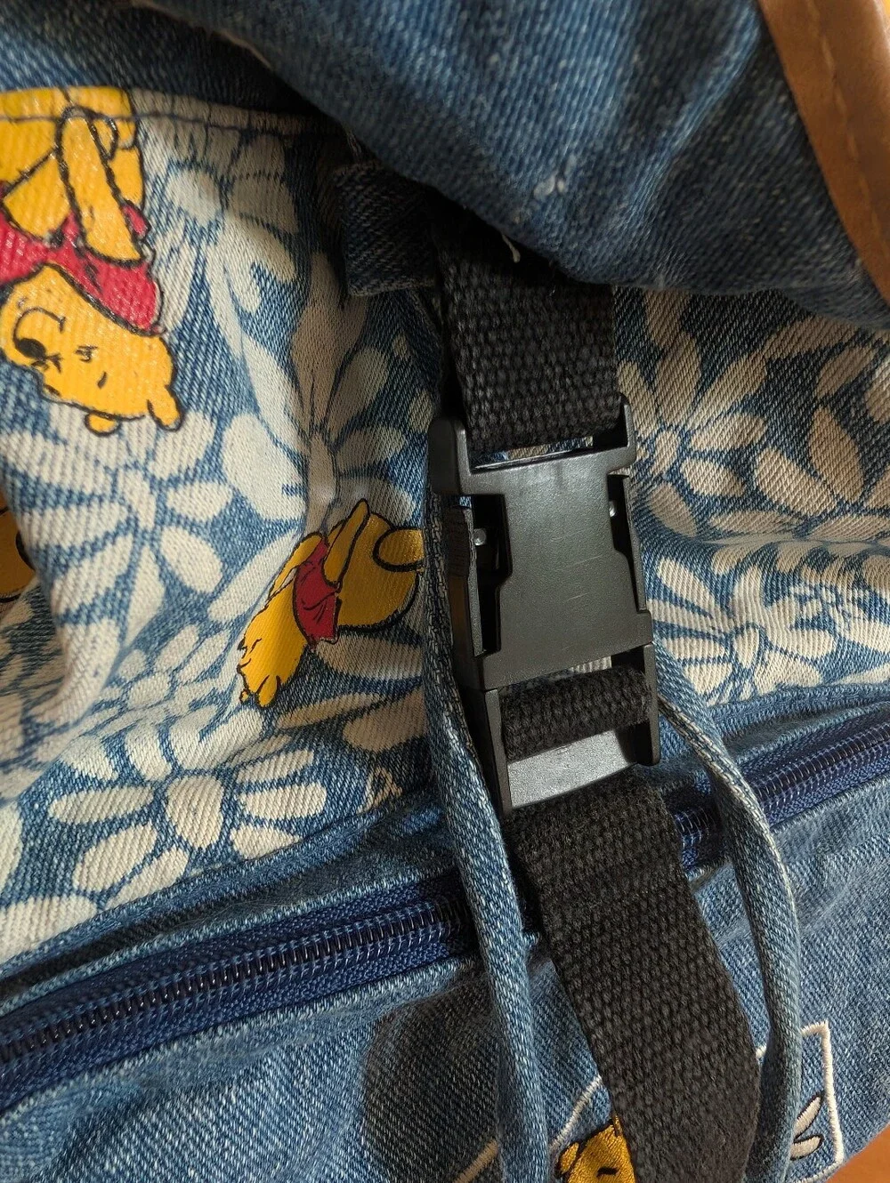 Vintage 1990s Disney Winnie the Pooh Bear Denim Backpack